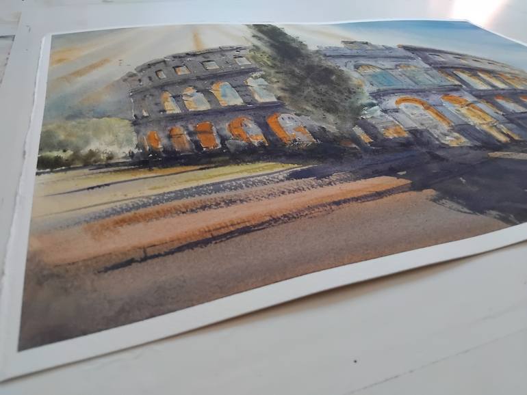 Original Art Deco Architecture Painting by Nenad Kojić