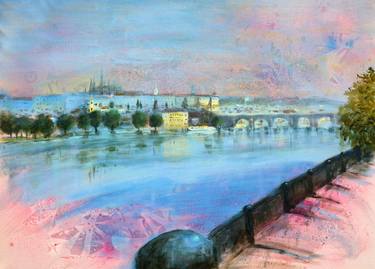 Prague vista in red and blue 70x50cm 2021 thumb