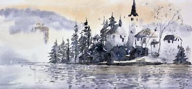 Bled Lake Slovenia #41 17x36cm 2022 smal watercolour thumb