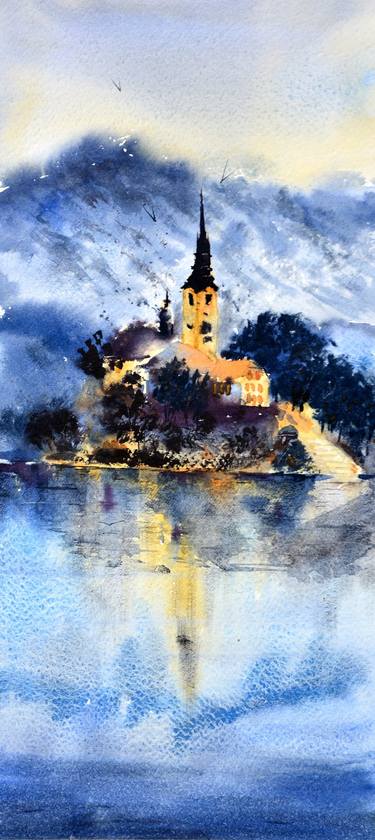 Bled Lake Slovenia #42 17x36cm 2022 smal watercolour thumb