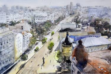 Top view of Belgrade skyline 35x54cm 2022 thumb