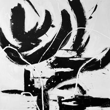 Impossible 1 - 48x48 inches - White Black Abstract Painting thumb