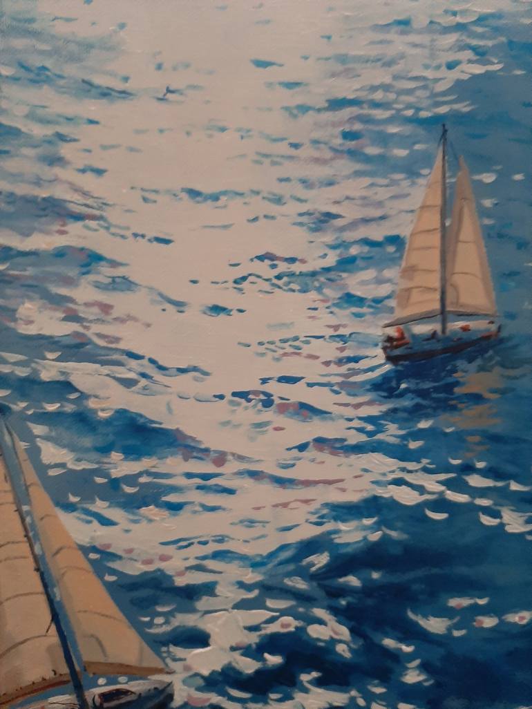 Original Sailboat Painting by Garry Arzumanyan