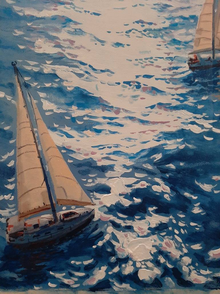 Original Impressionism Sailboat Painting by Garry Arzumanyan