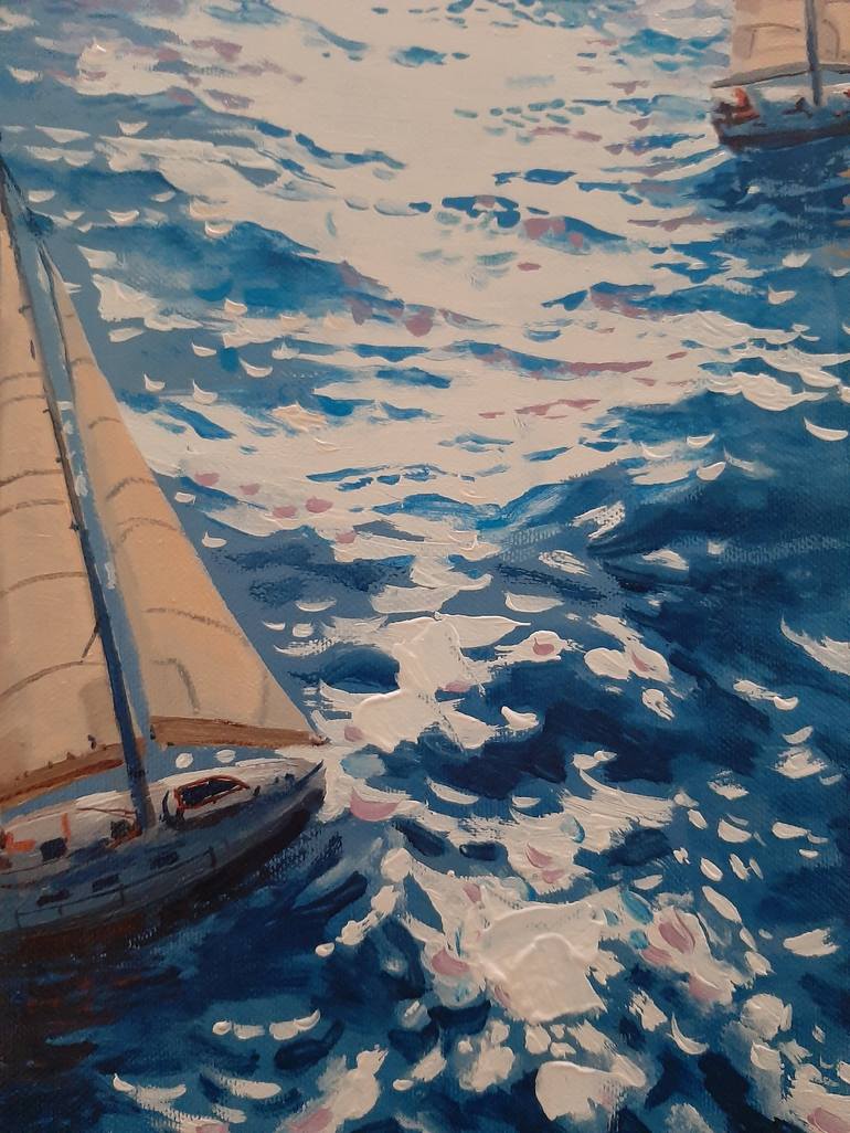 Original Sailboat Painting by Garry Arzumanyan