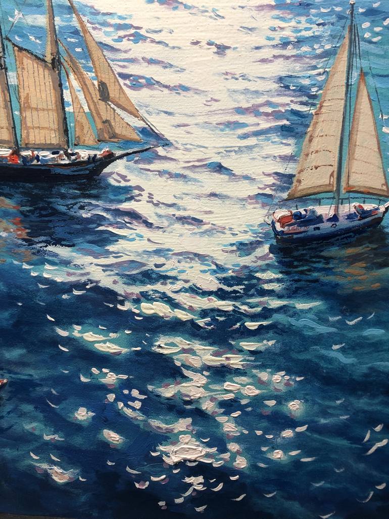 Original Impressionism Sailboat Painting by Garry Arzumanyan