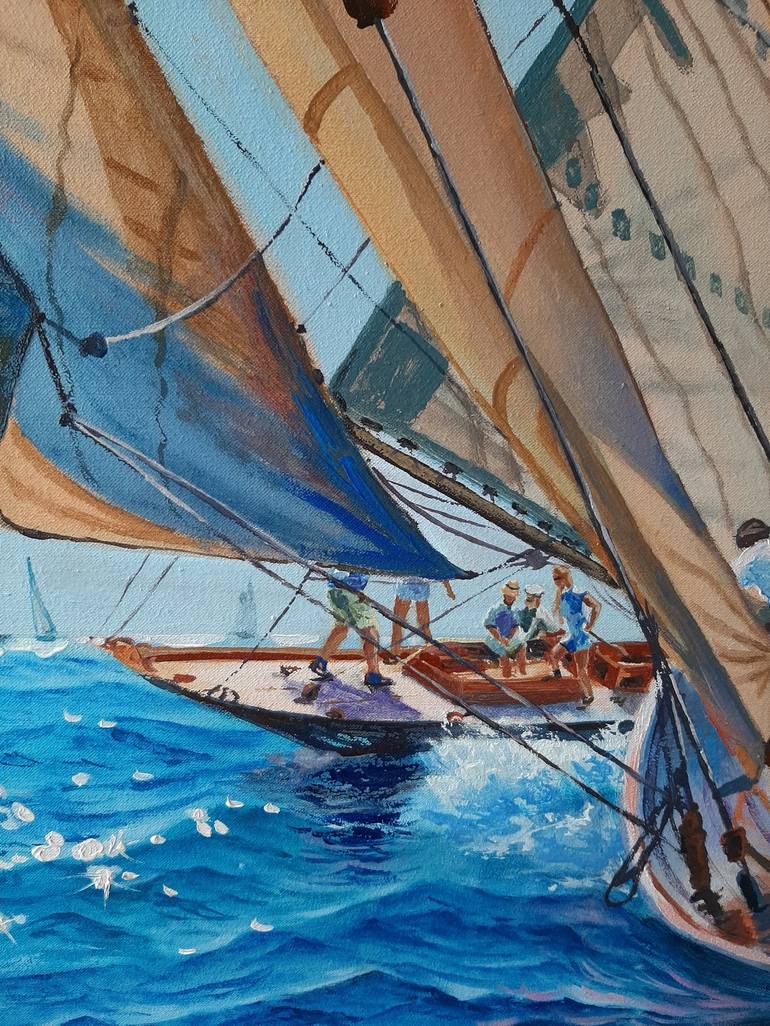 Original Photorealism Yacht Painting by Garry Arzumanyan