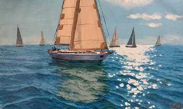 Original Realism Boat Paintings by Garry Arzumanyan