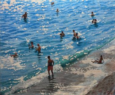 Original Neo-impressionism Beach Painting by Garry Arzumanyan