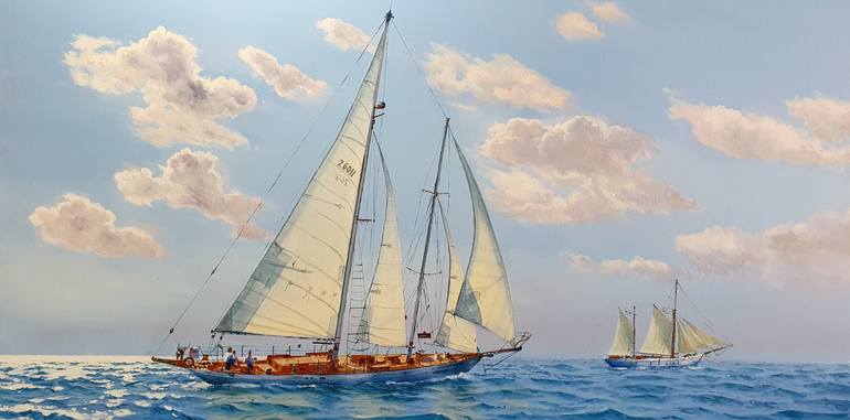 Original Realism Sailboat Painting by Garry Arzumanyan