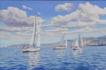 Original Photorealism Sailboat Paintings by Garry Arzumanyan