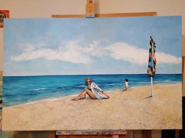 Original Figurative Beach Paintings by Ewa Mazur-Koj