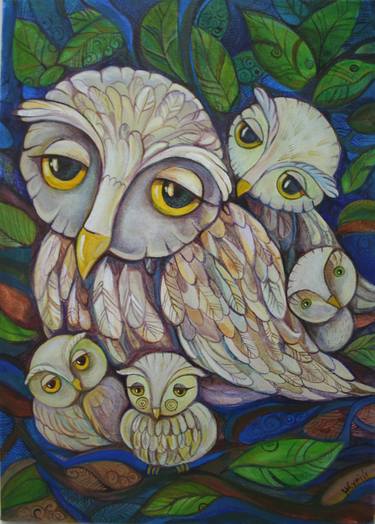 "Family of owls" thumb