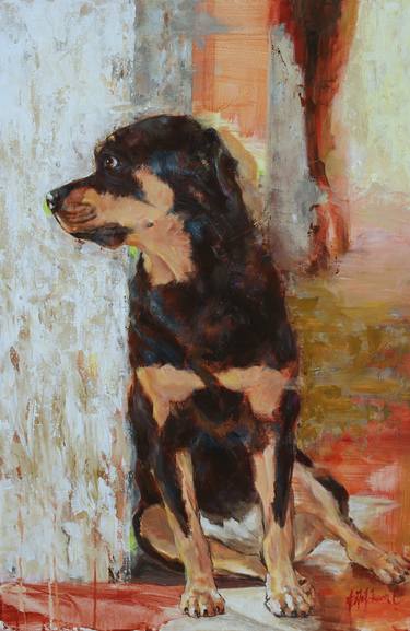 Original Fine Art Dogs Paintings by A Gail Trower-Coll