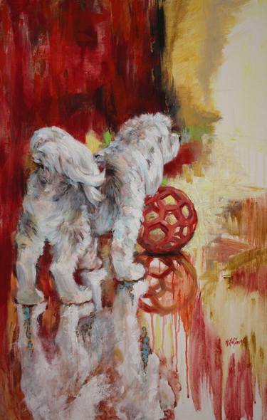 Print of Abstract Dogs Paintings by A Gail Trower-Coll