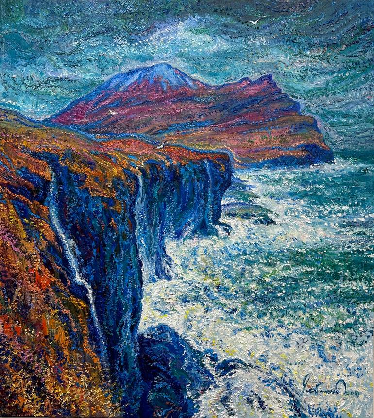 “Magic of the elements” Faroe landscape Original Painting by andrii chebotaru