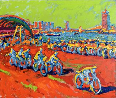 Original Impressionism Bicycle Paintings by Andrii Chebotaru