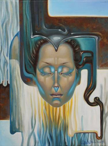Original Art Deco Portrait Painting by Gromvas Громвас