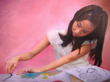 Print of Photorealism Women Paintings by Michael Andrew Law Cheuk Yui