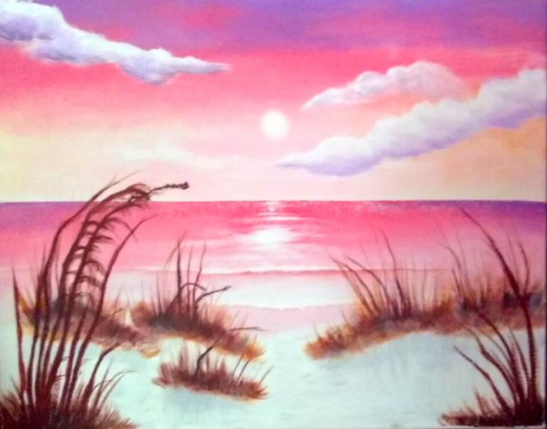 Pink Passion Sunset Painting