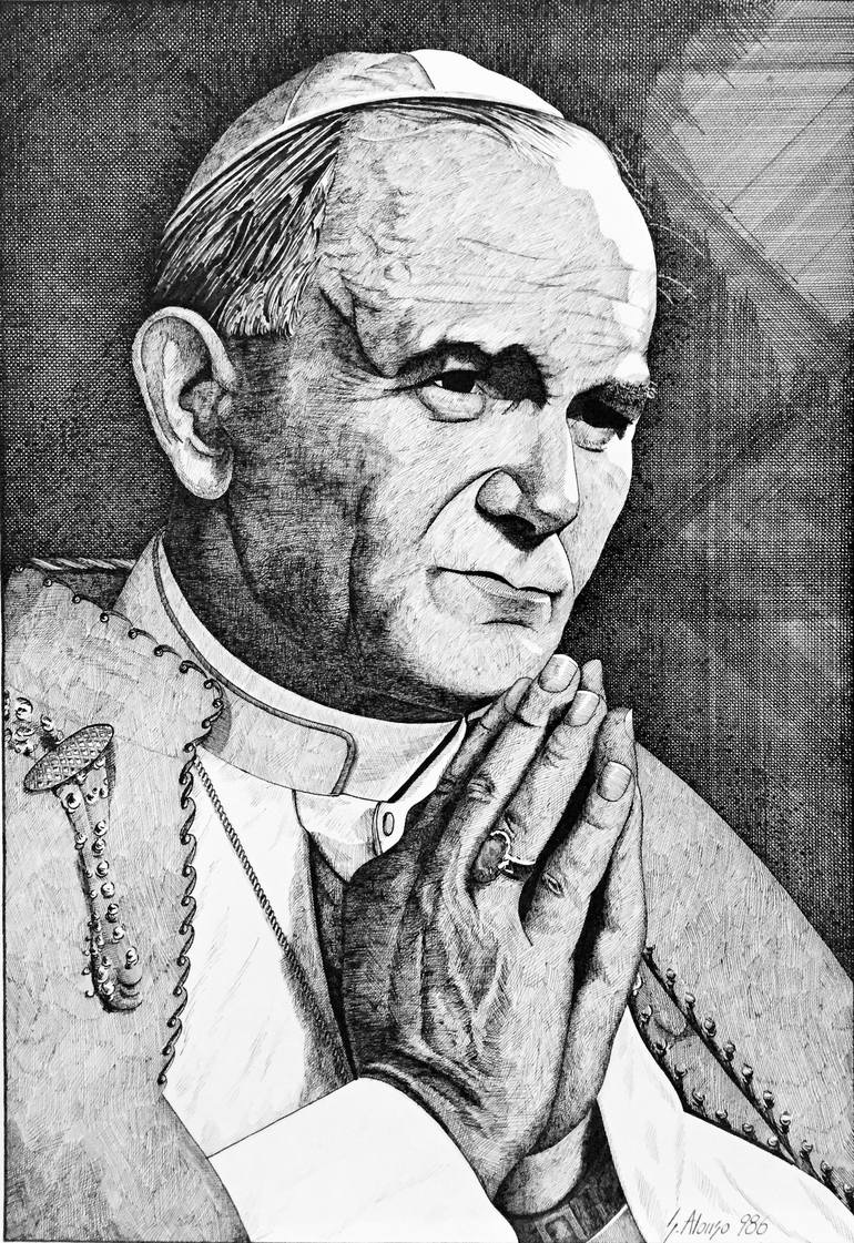 pope john paul ii black and white