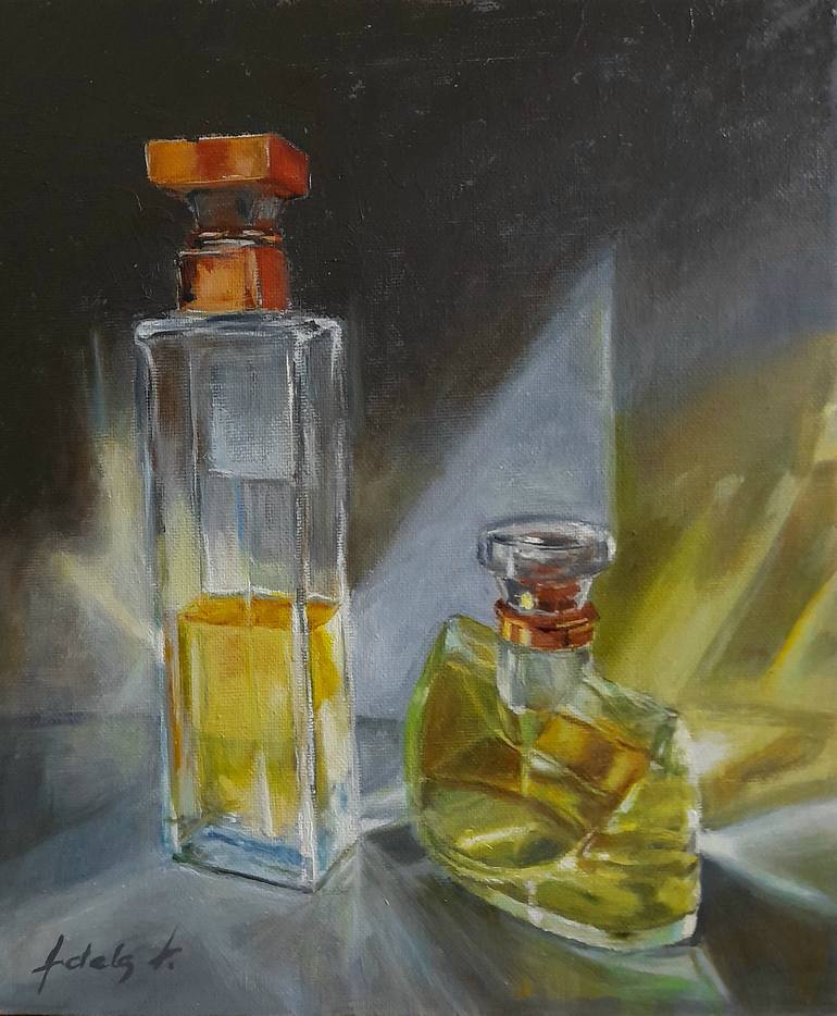 Parfume Bottles Painting by Adela V | Saatchi Art