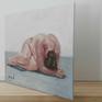 Crouching female nude painted in oil with a limited pallet. This painting was done on a canvas panel in a realistic style.
The art comes unframed.
Size: 10 in x 8 in x 0.12 in