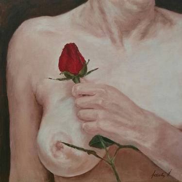 Woman with a rose thumb