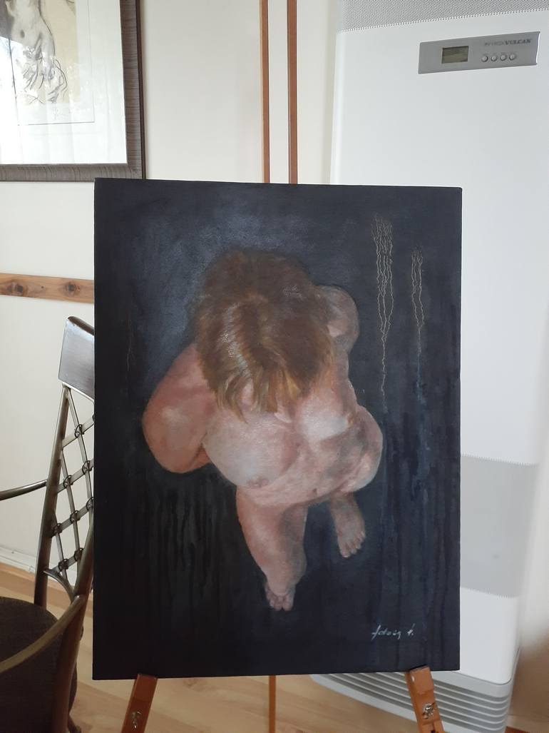 Original Figurative Nude Painting by Adela V