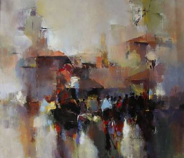 Original Abstract Expressionism Landscape Paintings by Gyanmani Ray