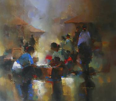 Original Abstract People Paintings by Gyanmani Ray