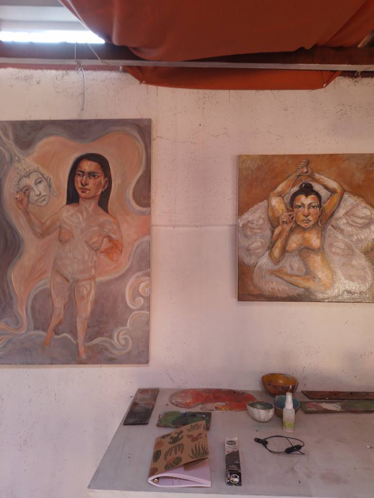 Original Conceptual Nude Painting by Cristina López Casas