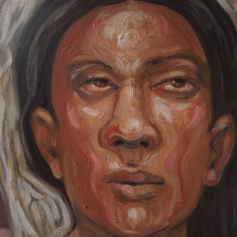 Original Folk People Painting by Cristina Lopez Casas
