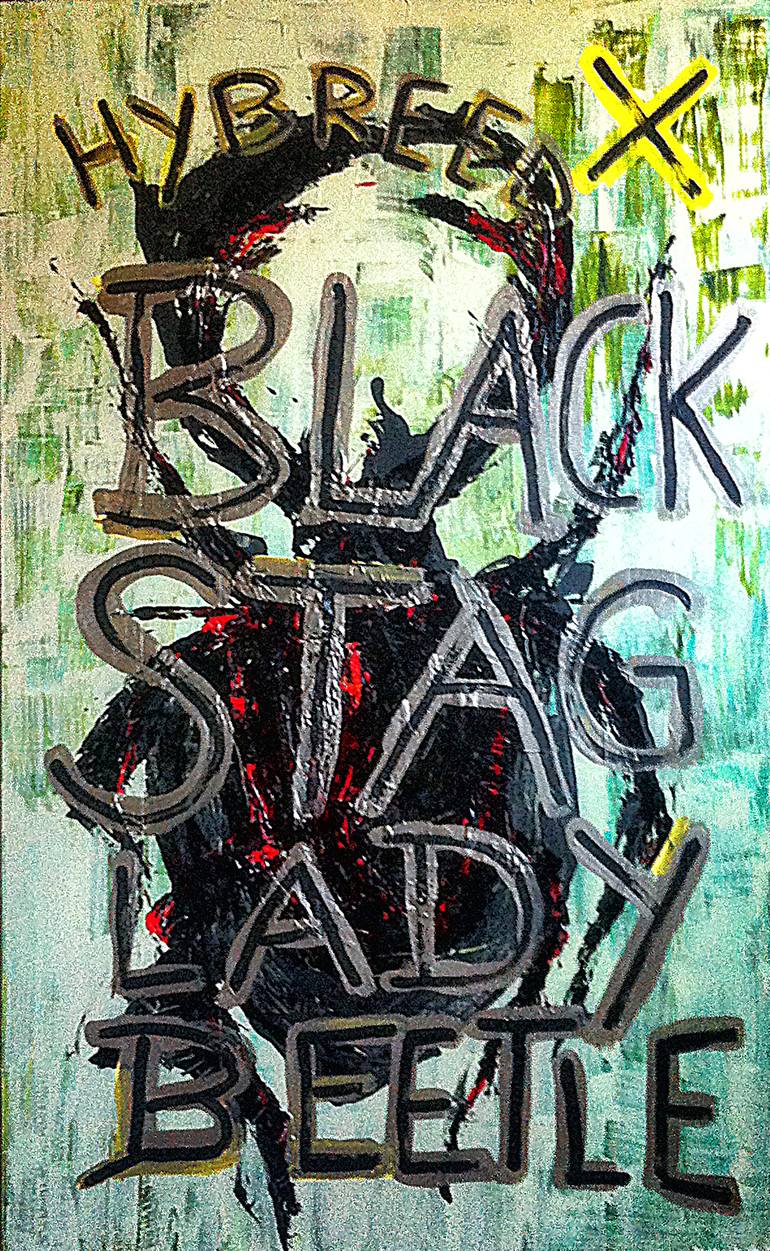 Hybreed Blag Stag Lady Beetle Painting by Raphael Pohland | Saatchi Art