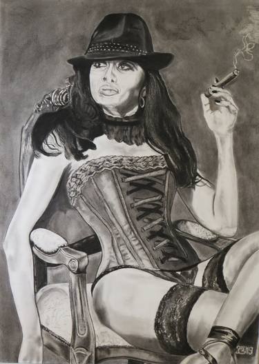 Woman Smoking a Cigar thumb