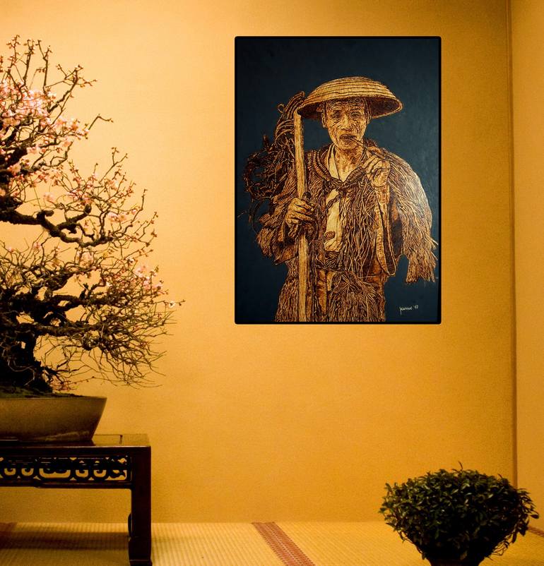 Original Expressionism People Painting by Millis Pyrography