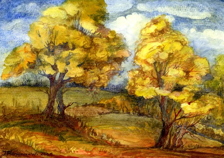 Golden autumn Painting by Irina Romina-Wilken | Saatchi Art