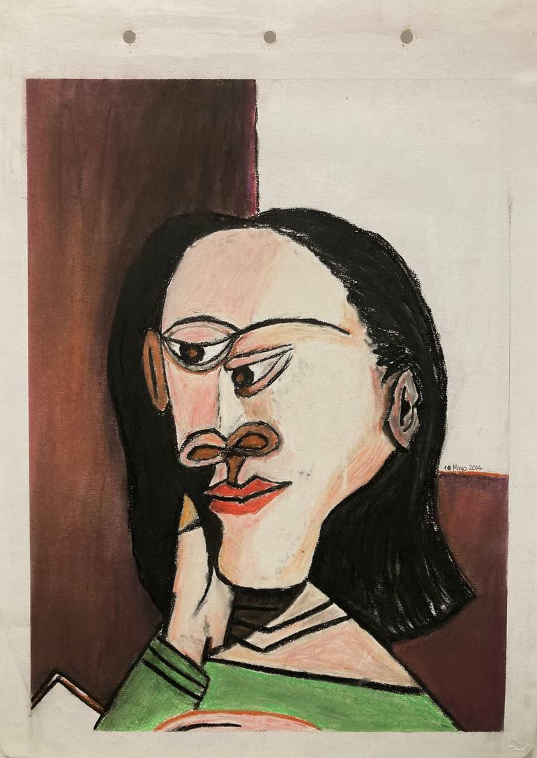 Original Cubism People Drawing by Omar Lopez Arce