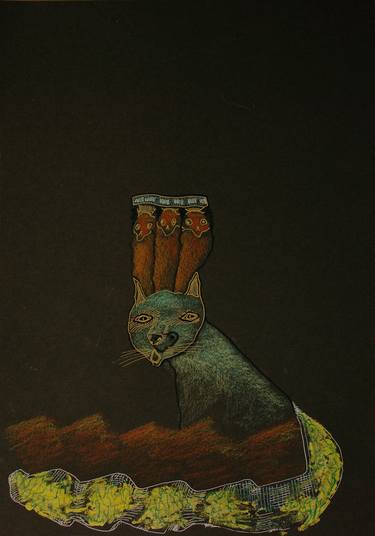 Print of Surrealism Cats Drawings by Vadim Dadiomov