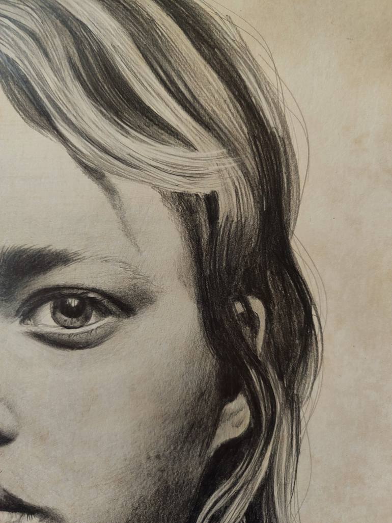 Original Photorealism People Drawing by Laura Muolo