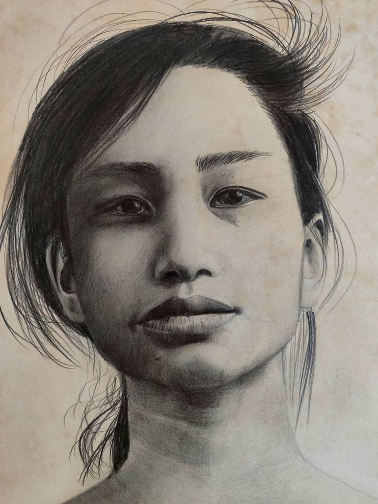 Original Realism People Drawing by Laura Muolo