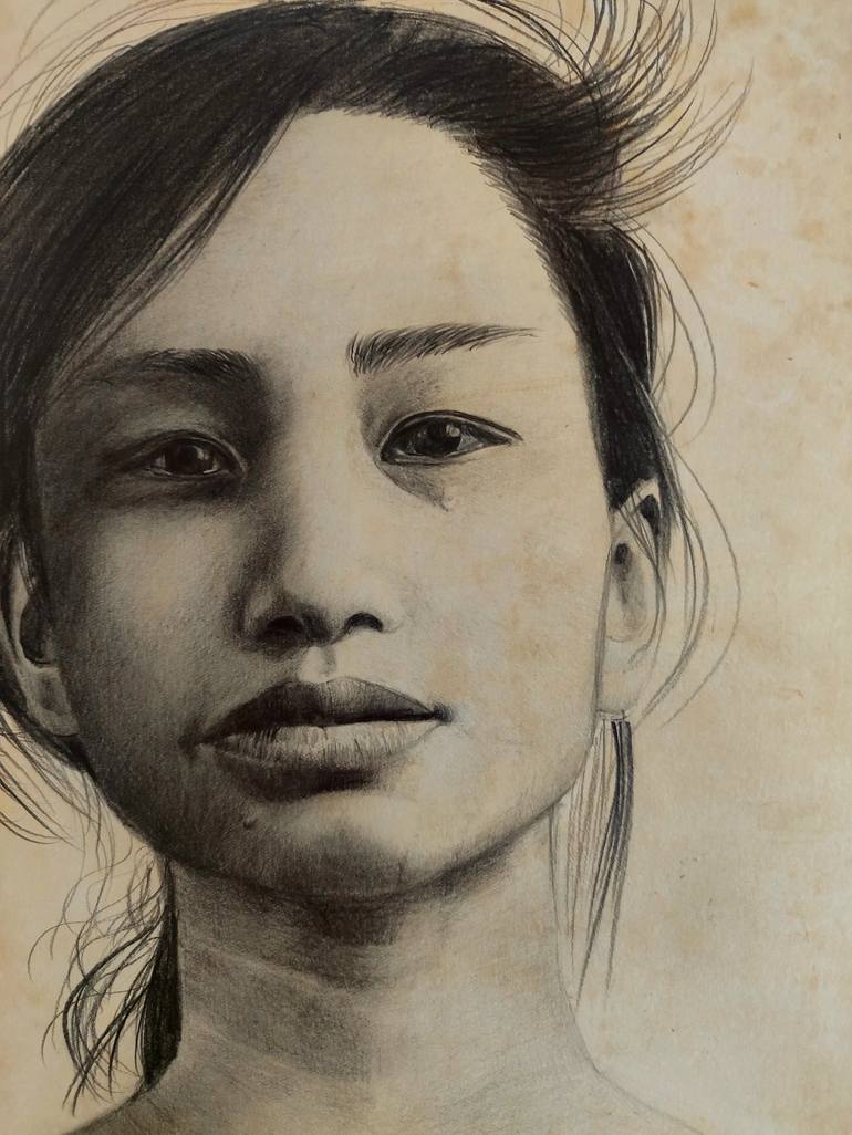 Original Realism People Drawing by Laura Muolo