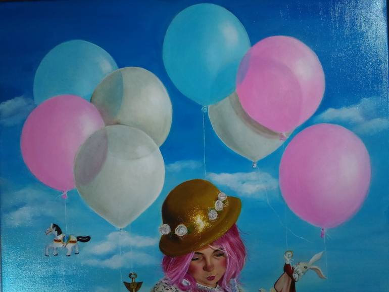 Original Surrealism People Painting by Laura Muolo