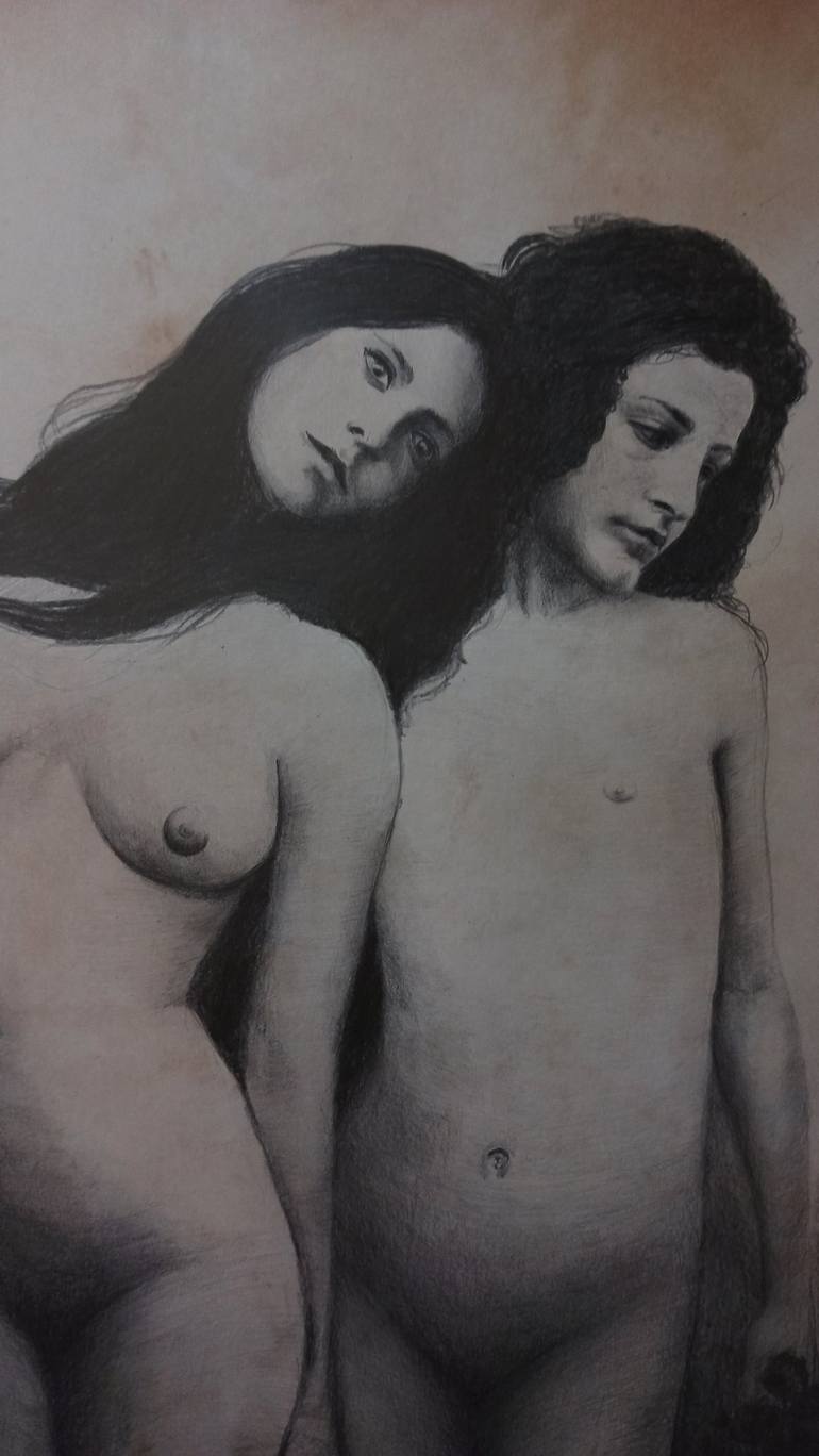 Original Realism Nude Drawing by Laura Muolo