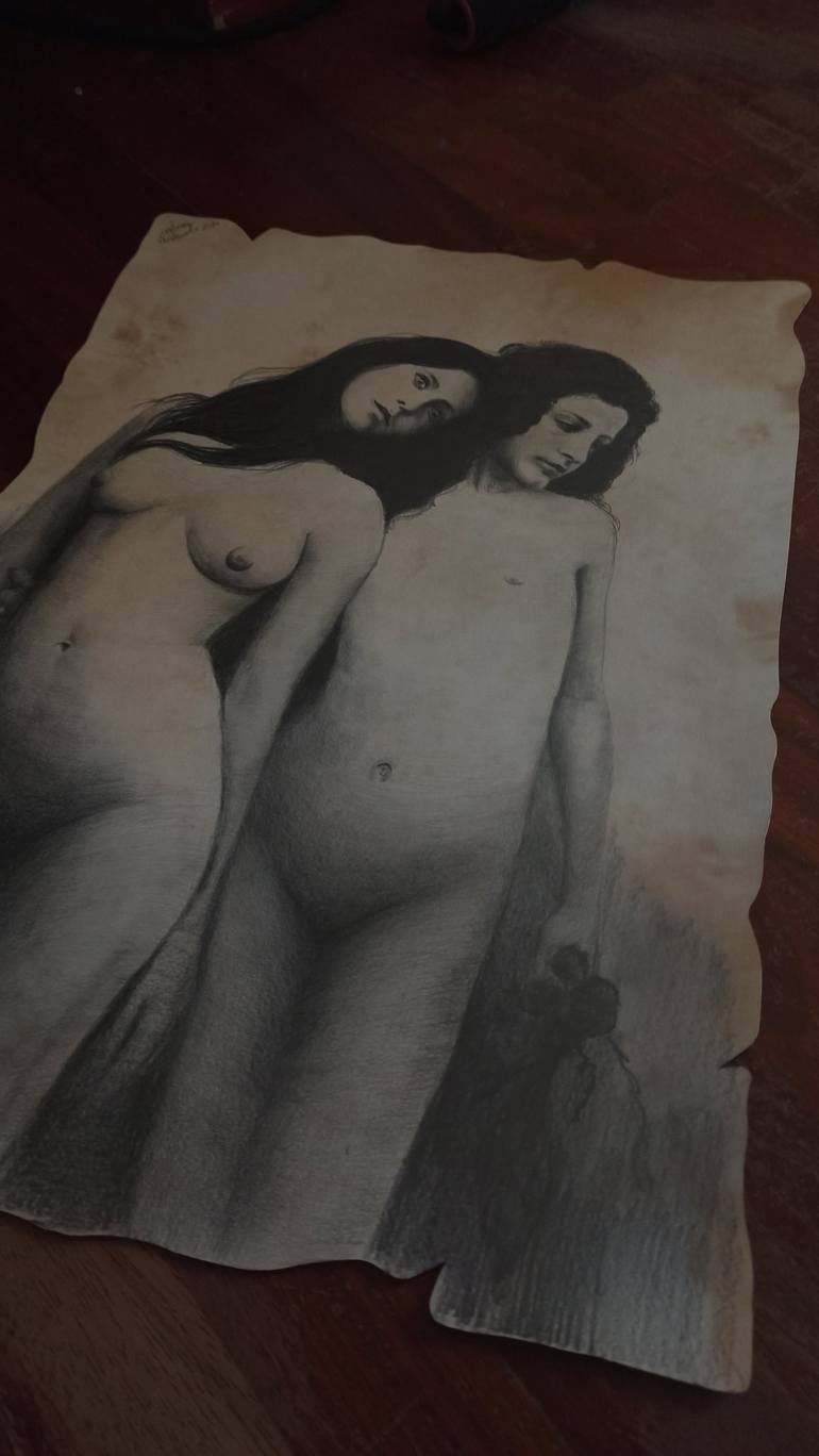 Original Realism Nude Drawing by Laura Muolo