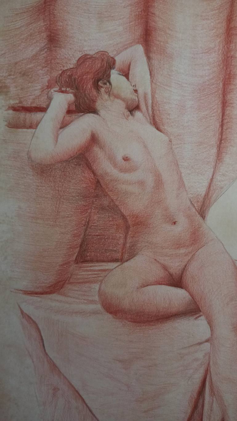 Original Realism Nude Drawing by Laura Muolo