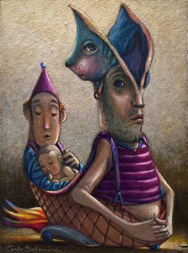 Original Figurative Children Paintings by Carlo Salomoni