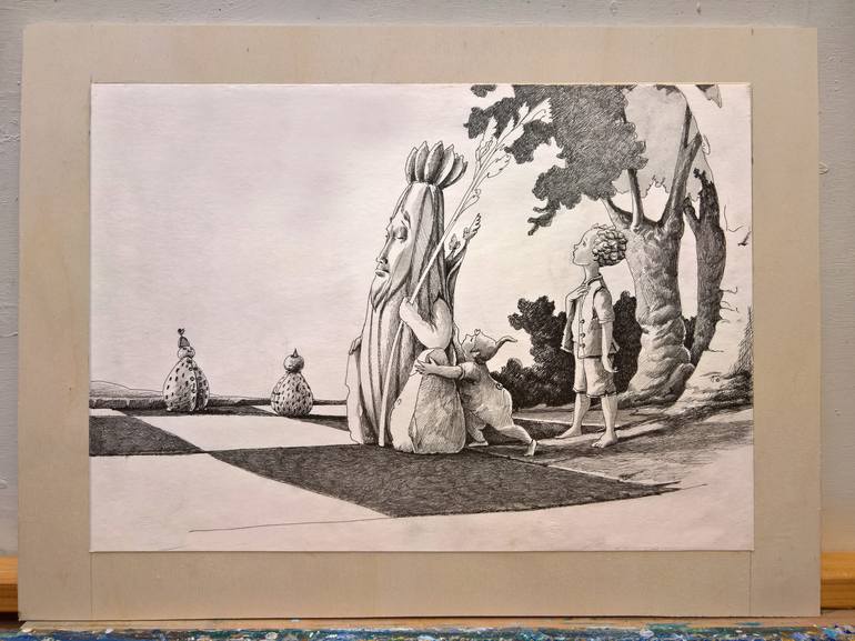 Original Illustration Children Painting by Carlo Salomoni