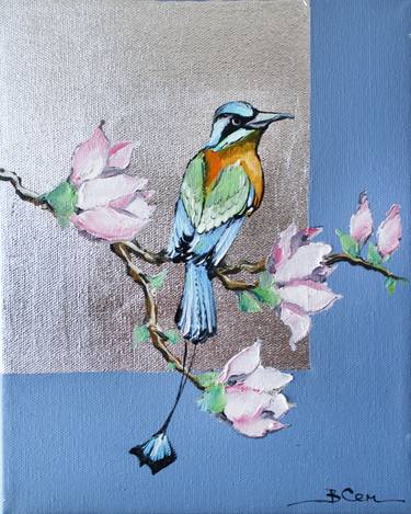 Hummingbird Magnolias Painting With Gold Leaf Gold Silver Leaf Art Gold Painting Gold Leaf Texture Wall Art Oil Painting On Canvas Painting By Viktoria Sukhanova Saatchi Art