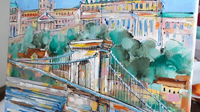 Original Abstract Expressionism Cities Painting by Viktoria Sukhanova